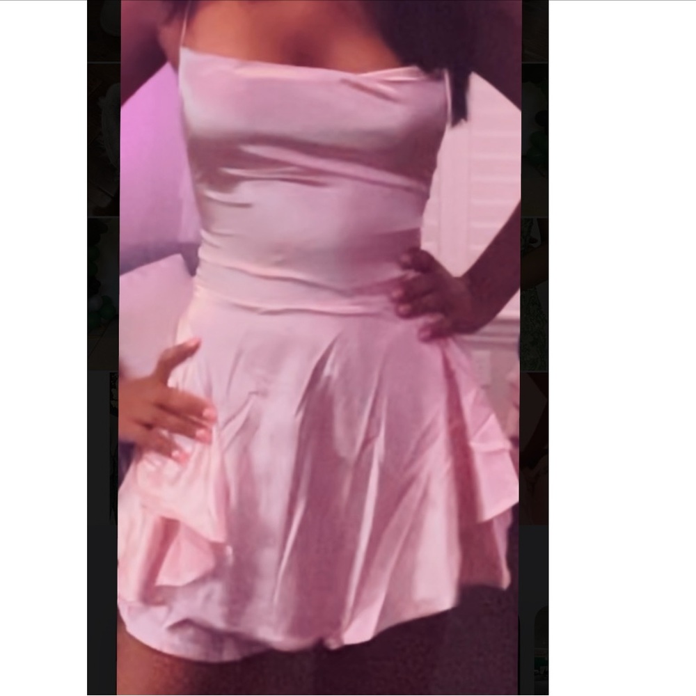Cider Blush Satin Strapless Dress